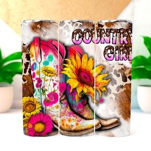 Country Girl Custom 20oz Tumbler with slide lid & Plastic Straw